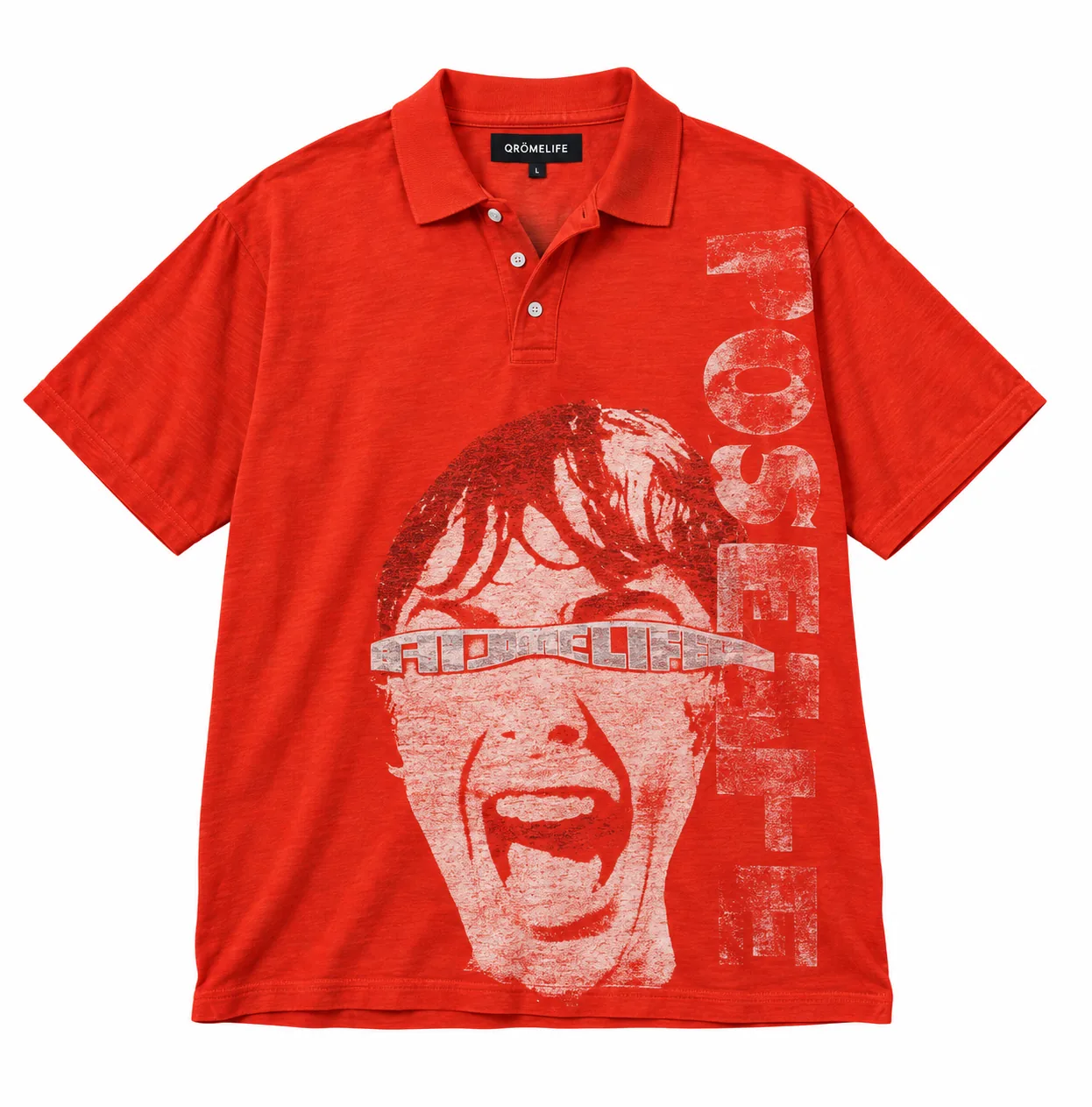 Red QRÖME Polo, front studio view